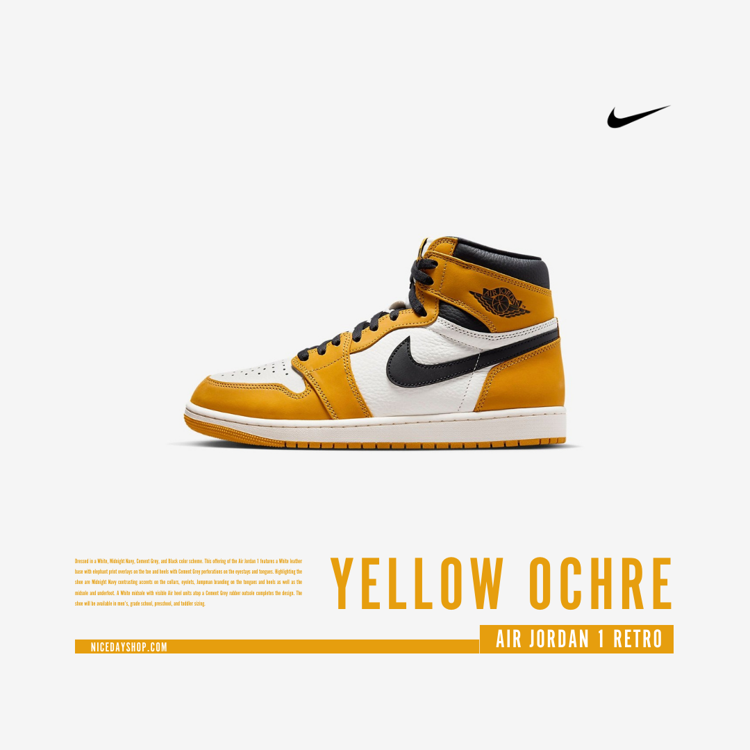 NICEDAY 現貨Air Jordan 1 High OG Yellow Ochre 黑黃腳趾籃球鞋高筒男