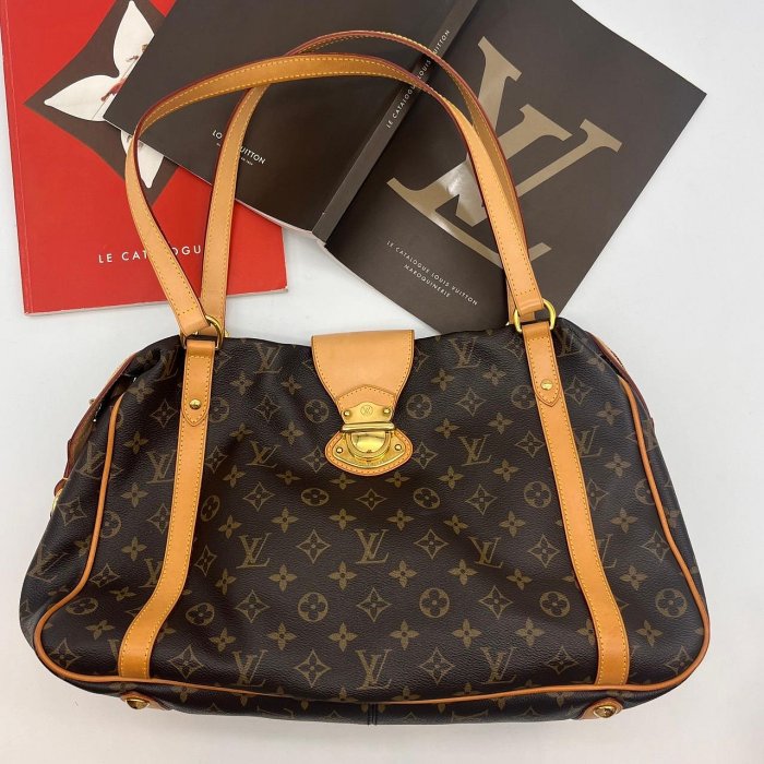 【哈極品】美品《Louis Vuitton LV 老花字紋 曼哈頓 拉鍊肩背包/手提包》