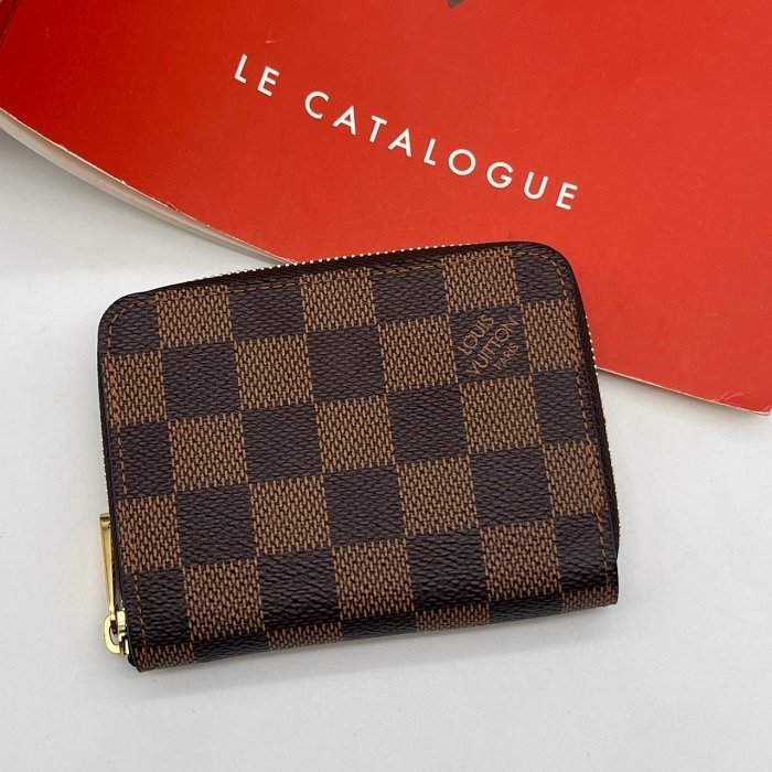 【哈極品】美品《Louis Vuitton LV 棋盤格拉鍊零錢包/卡包/短夾/皮夾》