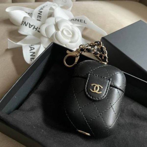 圖片 Chanel 黑金AirPods 耳機包掛件