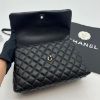 圖片 【哈極品】美品《CHANEL 香奈兒 黑銀荔枝皮紋蟒蛇皮HANDLE中款鍊包/肩背包/斜背包/手提包》