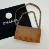 圖片 【哈極品】美品《CHANEL 香奈兒 駝金羊皮菱格25公分boy鍊包/肩背包/斜背包》