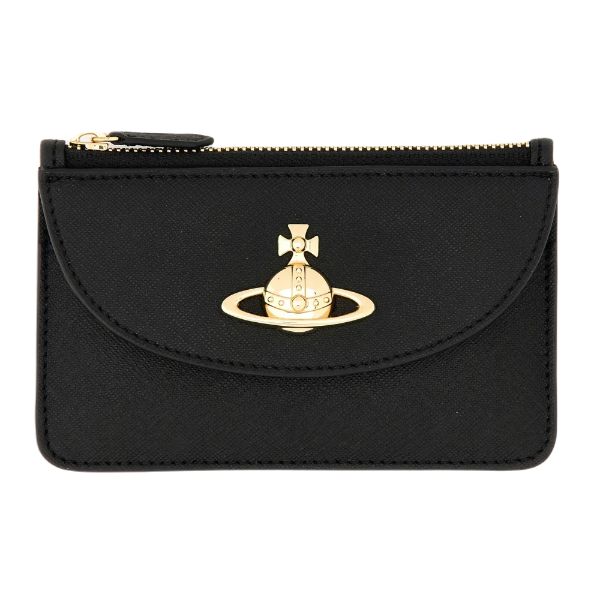 圖片 Vivienne Westwood 品牌LOGO拉鍊卡夾 黑色5112001GUS000B N401