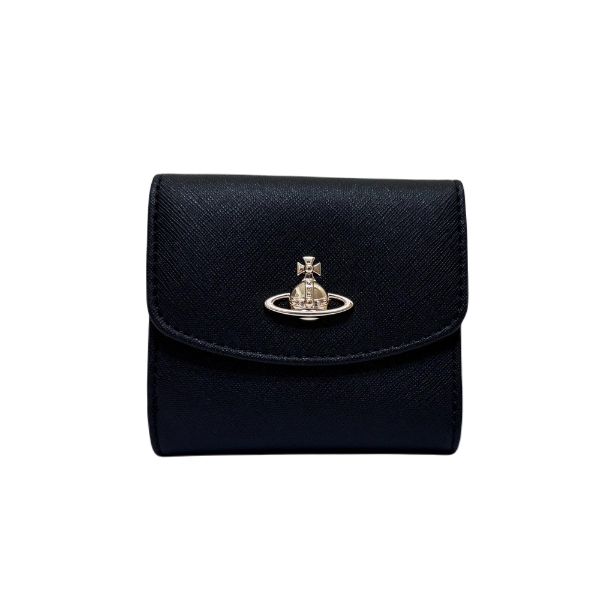 圖片 Vivienne Westwood 品牌LOGO按壓兩折短夾含零錢袋   黑色 51150028US000B N401