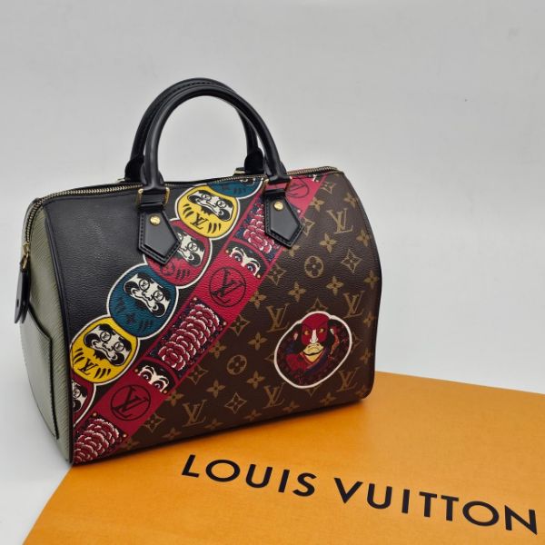 【哈極品】美品《 Louis Vuitton LV 限量款 老花字紋 山本寬齋 30公分波士頓包/手提包》