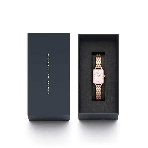 圖片 Daniel Wellington DW00100621 Petite Lumine ❘ 鑽飾枚金殼粉紅白貝面方型不鏽鋼腕錶 Ø 20 x 26 mm