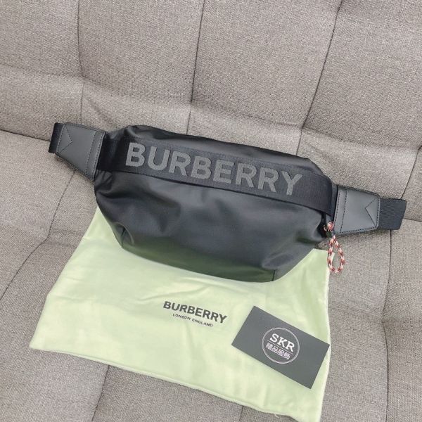 圖片 BURBERRY織帶字母logo 黑色 尼龍腰包