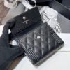 圖片 Chanel boy 荔枝牛皮黑復古銀扣3折短夾