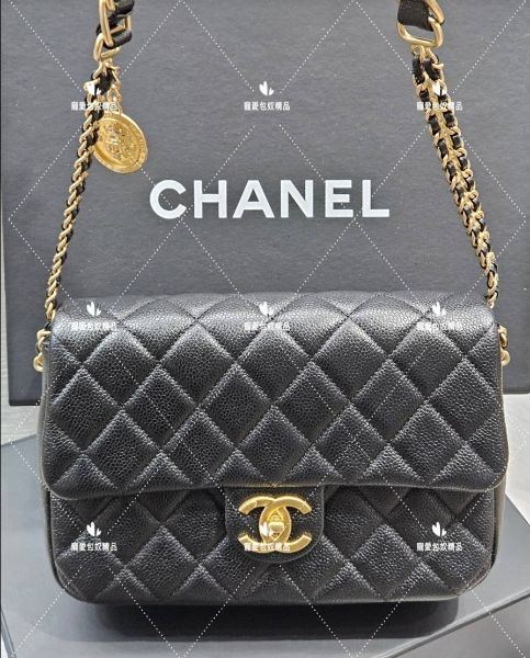 圖片 CHANEL 大mini 荔枝金 23cm 金幣包   