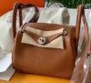 圖片 Hermes Lindy mini T/C 皮 Taurillon Clemencce 駝銀釦