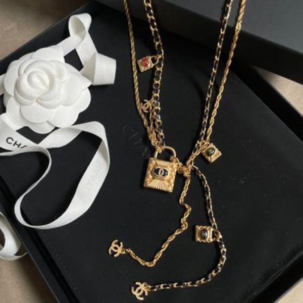 圖片 Chanel 2020 黑金鏈條鎖頭項鍊