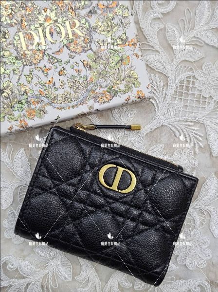 圖片 Dior Caro Dahlia 小牛皮 黑色 短夾