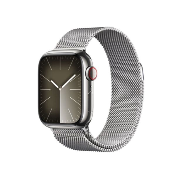 圖片 Apple Watch S9 41mm不鏽鋼+米蘭錶環(行動網路)金/銀