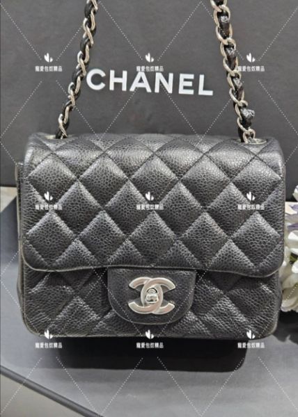 圖片 Chanel mini coco cf 方胖子 荔枝黑銀