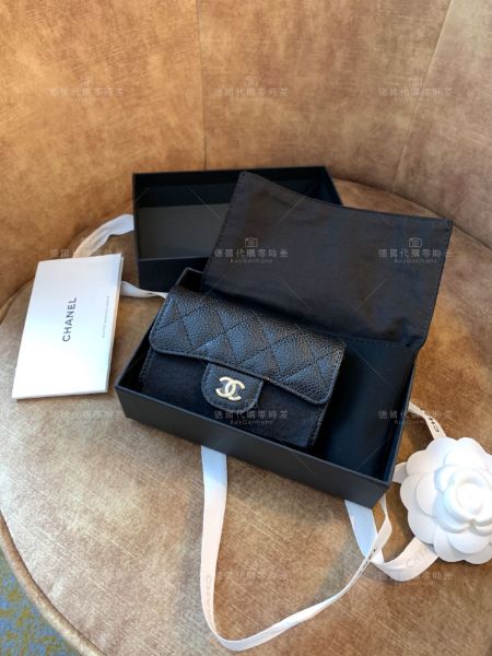 圖片 Chanel 經典黑牛金單層卡包  📝預購