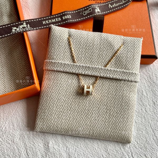 圖片 Hermes mini pop H 白/金 項鍊📝預購