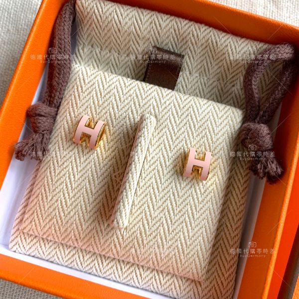 圖片 Hermes mini pop H 櫻花粉/金 耳環