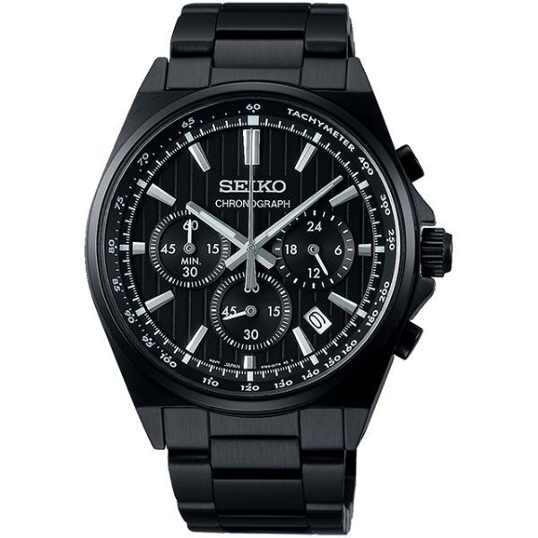 圖片 SEIKO精工 CS系列 條紋設計賽車計時手錶 8T63-01T0SD(SBTR037J) 黑SK015