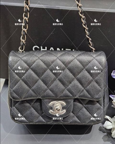 圖片 Chanel mini coco cf 方胖子 荔枝黑銀