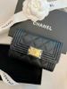 圖片 Chanel A80603 Boy Small Wallet  Boy 荔枝紋卡片夾 黑金 