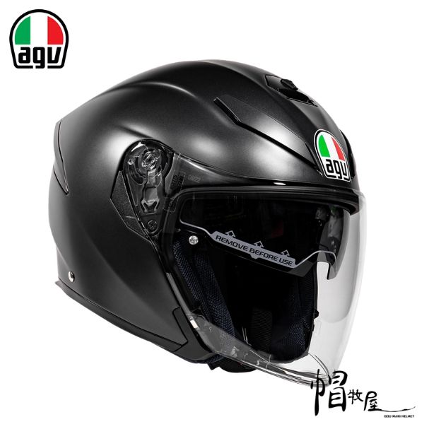 圖片 【帽牧屋】義大利 AGV K5 JET Matt Black 內鏡 雙D扣 3/4罩 安全帽 進口帽 消光黑