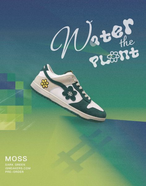 iSNEAKERS 預購 Water The Plant "Moss" 花花小倒勾 白綠 日本限量