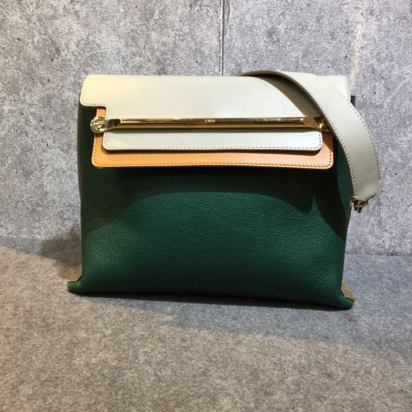 圖片 【哈極品】美品《CHLOE 灰綠色 全皮 Clare medium bag 中款 鍊帶 側肩包/肩背包》