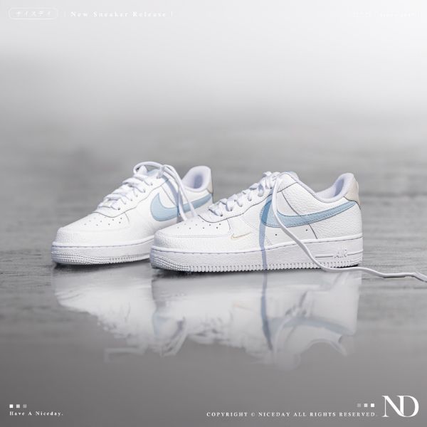 Nike Air force 1 寶寶藍 白 小勾 女款 HF0022-100