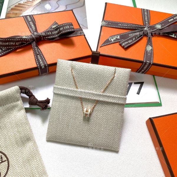 圖片 Hermes mini pop H 白/玫瑰金 項鍊 📝預購
