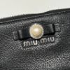 圖片 Miu Miu 5MB006 Madras 珍珠蝴蝶結裝飾山羊皮零錢卡包 黑色【促銷品】
