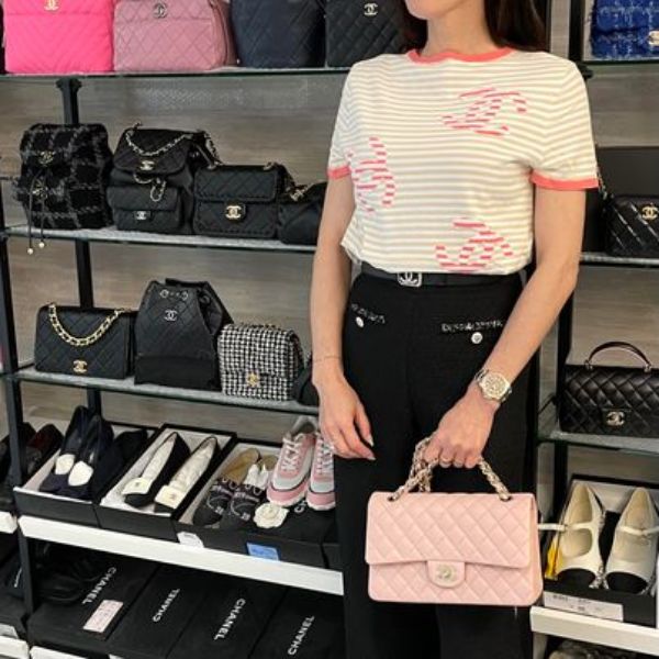 圖片 Chanel 38號條紋logo短袖上衣