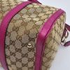 圖片 【哈極品】二手品《GUCCI 古馳 卡其咖緹花布拼桃粉 手提 波士頓二用包/斜背包》