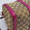 圖片 【哈極品】二手品《GUCCI 古馳 卡其咖緹花布拼桃粉 手提 波士頓二用包/斜背包》