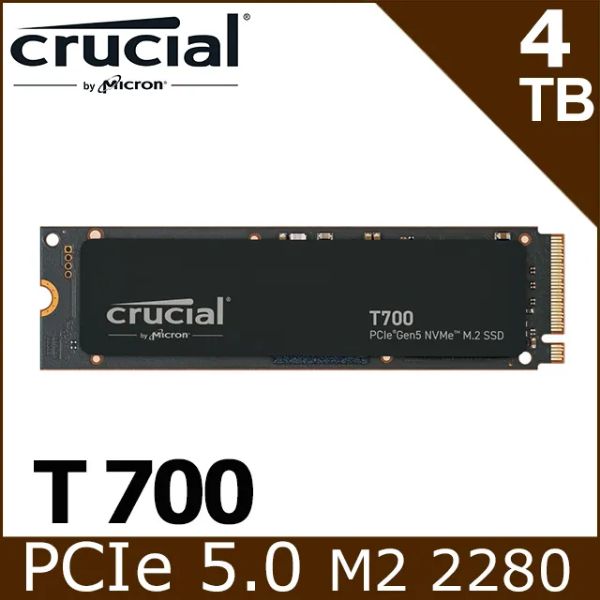 圖片 美光 Micron Crucial T700 4TB含散熱片 Gen5 PCIe 5.0 讀12400/寫11800/TLC【五年保】