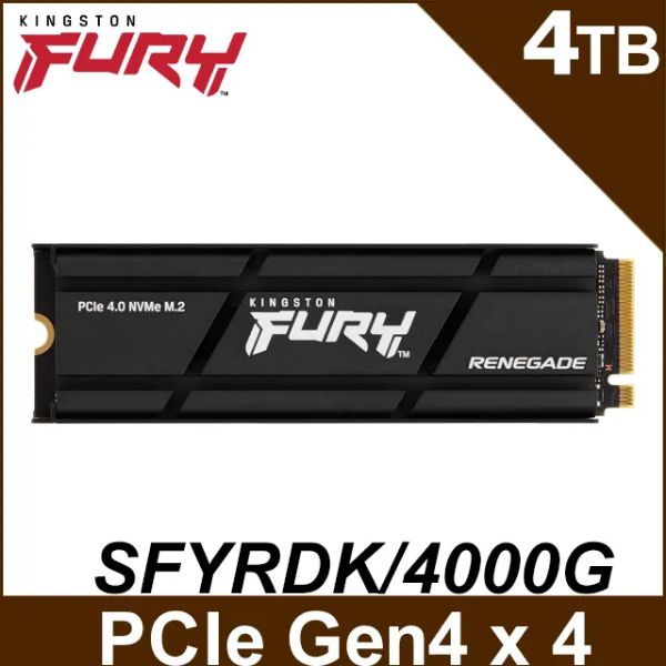 圖片 金士頓 FURY Renegade 4TB/Gen4 PCIe 4.0/讀:7300/寫:7000/TLC