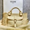 圖片 【哈極品】二手品《CELINE 鵝黃色 全皮 金釦 手提包》