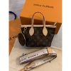 圖片 Louis Vuitton Lv 經典 老花 Neverfull BB 托特包 奶茶色背帶M46705