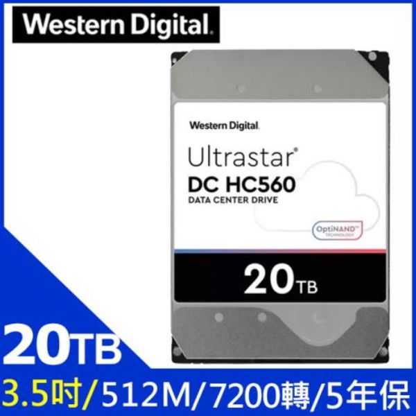 圖片 WD 20TB【Ultrastar DC HC560】512MB/7200轉/5年保 (WUH722020BLE6L4)