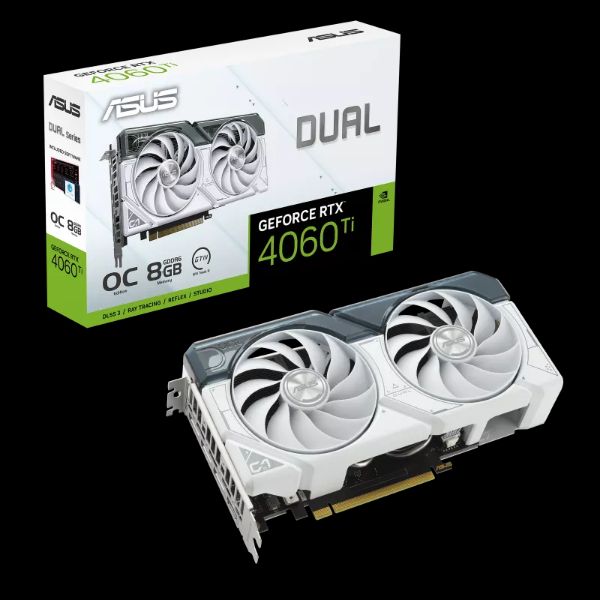 圖片 華碩 DUAL-RTX4060TI-O8G-WHITE(2595MHz/23cm/雙風扇/註四年)鋁合金背板