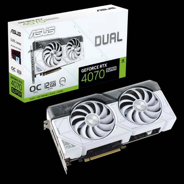 圖片 華碩 DUAL-RTX4070S-O12G-WHITE(2550MHz/27cm/雙風扇/註四年/白色)軸向式風扇