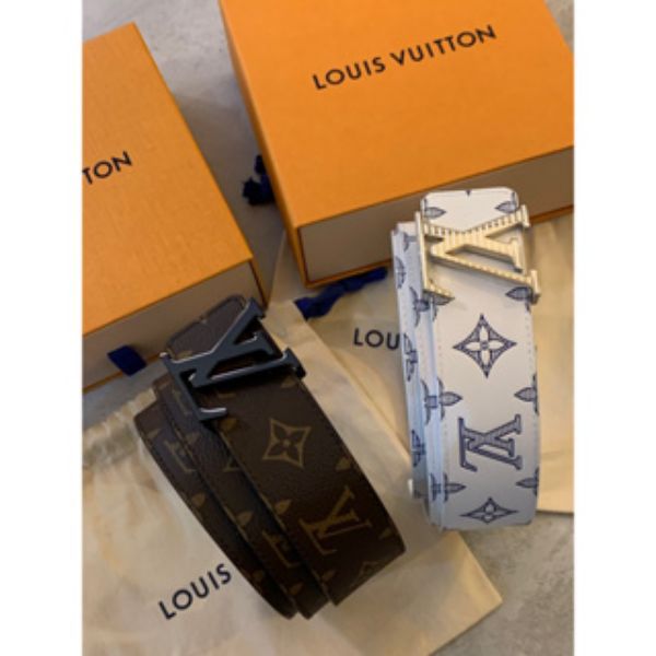 圖片 Louis Vuitton LV 經典 霧黑、白色 立體Logo設計 國外限定 新款 男生皮帶