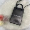 圖片 【哈極品】美品《 Balenciaga 巴黎世家 鐵黑色全皮LOGO紙袋手機包/斜背包 》