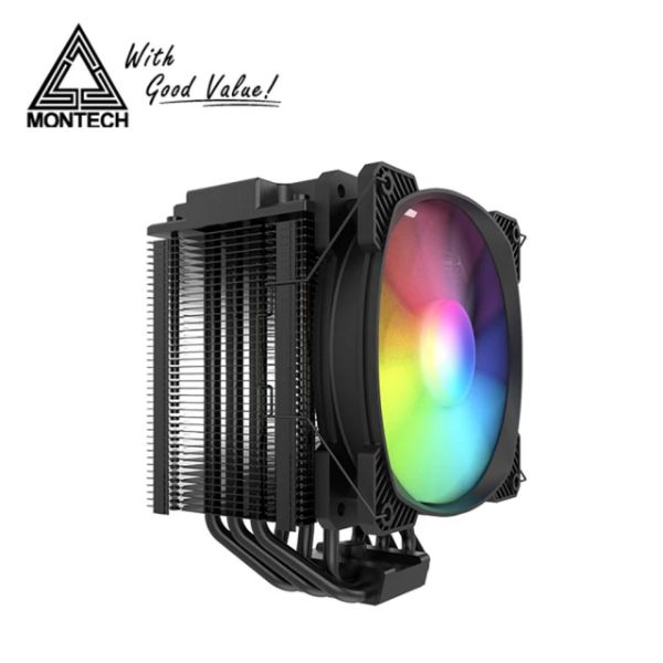 圖片 Montech Air Cooler 210 6導管/高度15.3cm/全黑化/A.RGB/TDP:210W