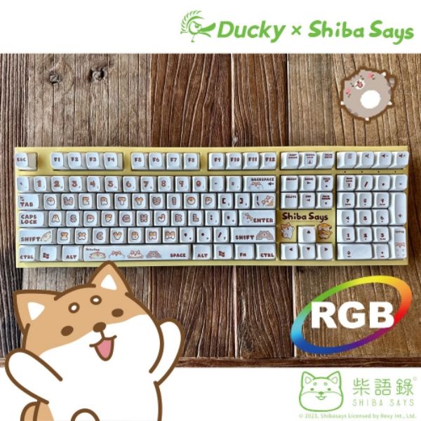 圖片 Ducky x Shiba Says One2 柴語錄 機械式鍵盤 青軸/中文/PBT/熱昇華/黃咖蓋/Rgb