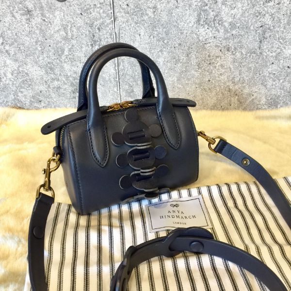 圖片 【哈極品】美品《Anya Hindmarch 深藍色全皮迷你提背二用包 /肩背包/斜背包》