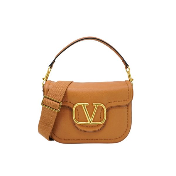 圖片 Valentino Garavani 粒面牛皮掀蓋兩用馬鞍包(棕)