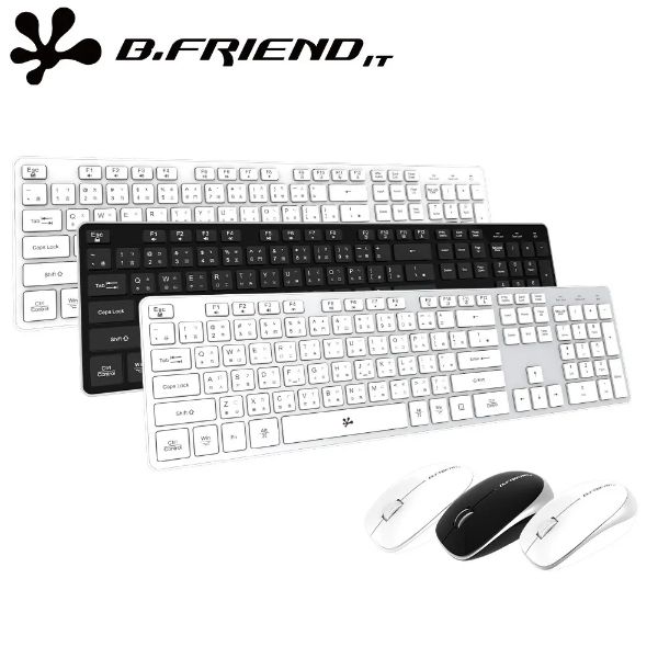 圖片 B.Friend RF1430SET 無線鍵鼠組（附鍵盤膜）/辦公室靜音鍵盤/Win/Mac 雙模切換/中文/黑