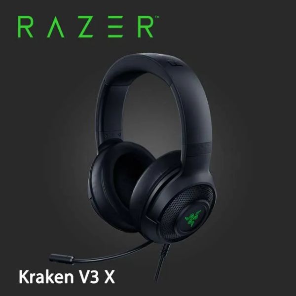 圖片 Razer Kraken V3 X 電競耳麥/有線-Usb/40mm/虛擬7.1/心形麥克風/黑色/Rgb