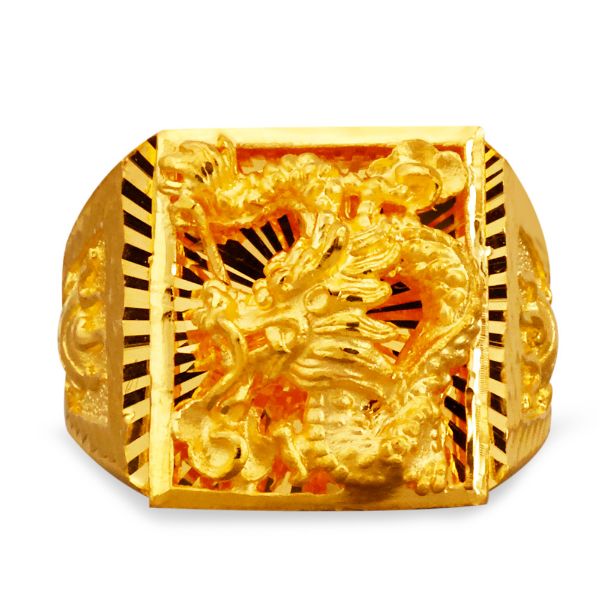 圖片 黃金男戒指-祥龍獻瑞