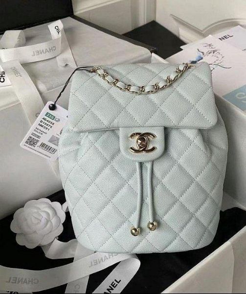 CHANEL香奈兒 AS4058 薩爾茨堡 荔枝皮後背包 太美了灰藍 💖💃